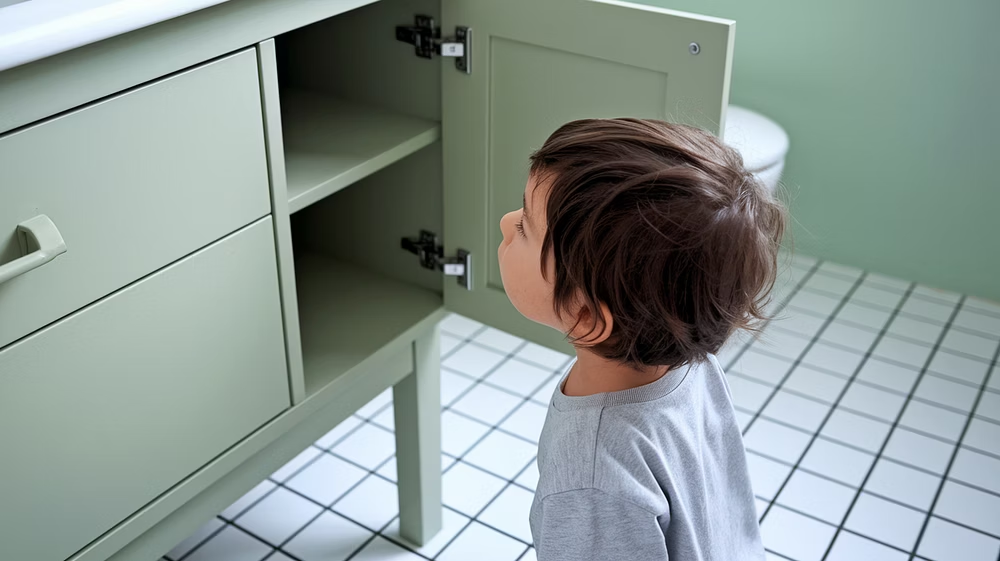 Criança olhando para o armario